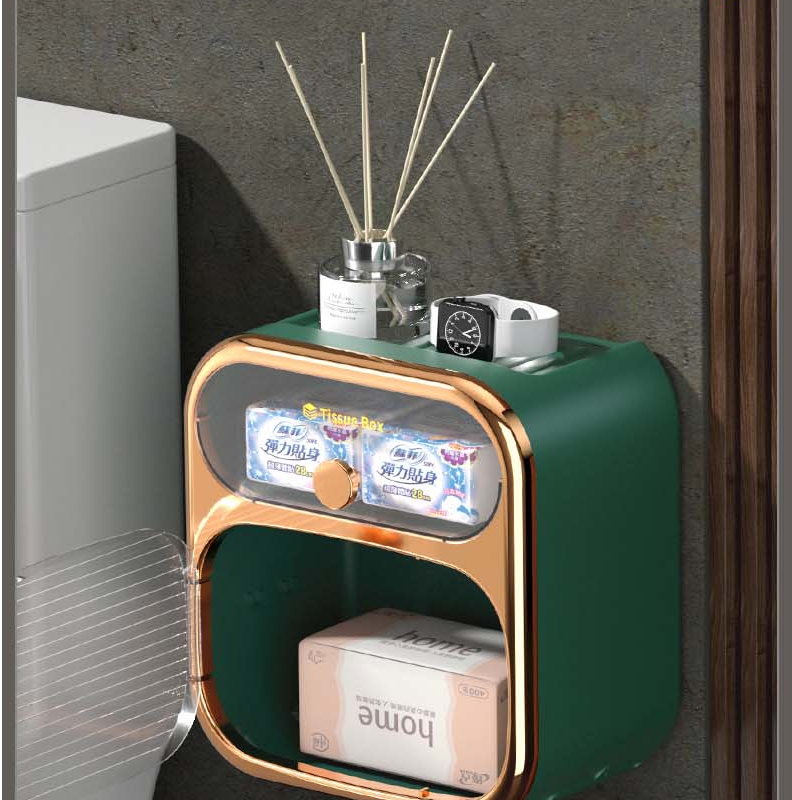 Brehn | MultiBox wandmontierte Toilettenpapier Handtuch Aufbewahrungsbox
