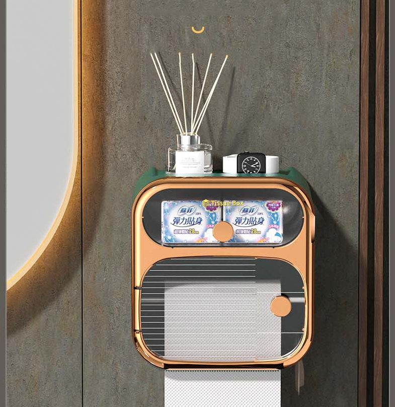 Brehn | MultiBox wandmontierte Toilettenpapier Handtuch Aufbewahrungsbox