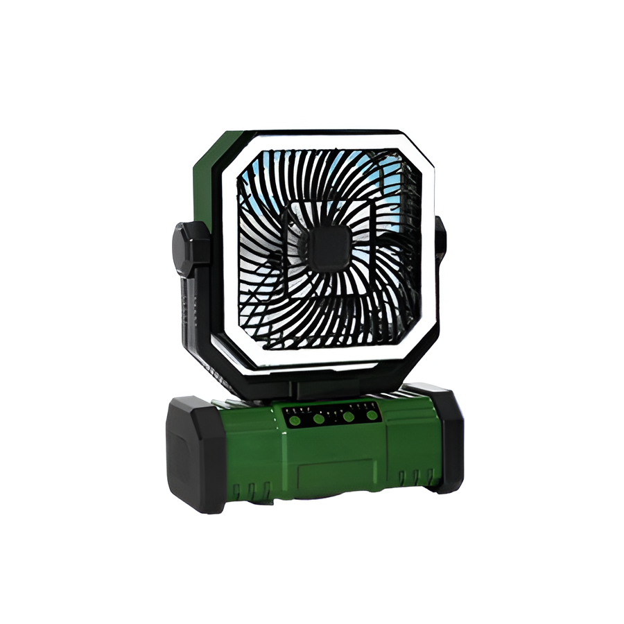 Wiederaufladbarer Campingventilator mit 20000mAh Batterie, 4 Geschwindigkeiten und LED Laterne | Brehn