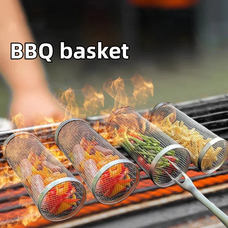 Rolling BBQ Korb Grillkorb Immer Rund Edelstahl Grillnetz | Brehn