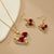Brehn | Romantisches Herz-Rosen-Diamant-Halsketten- und Ohrring-Set
