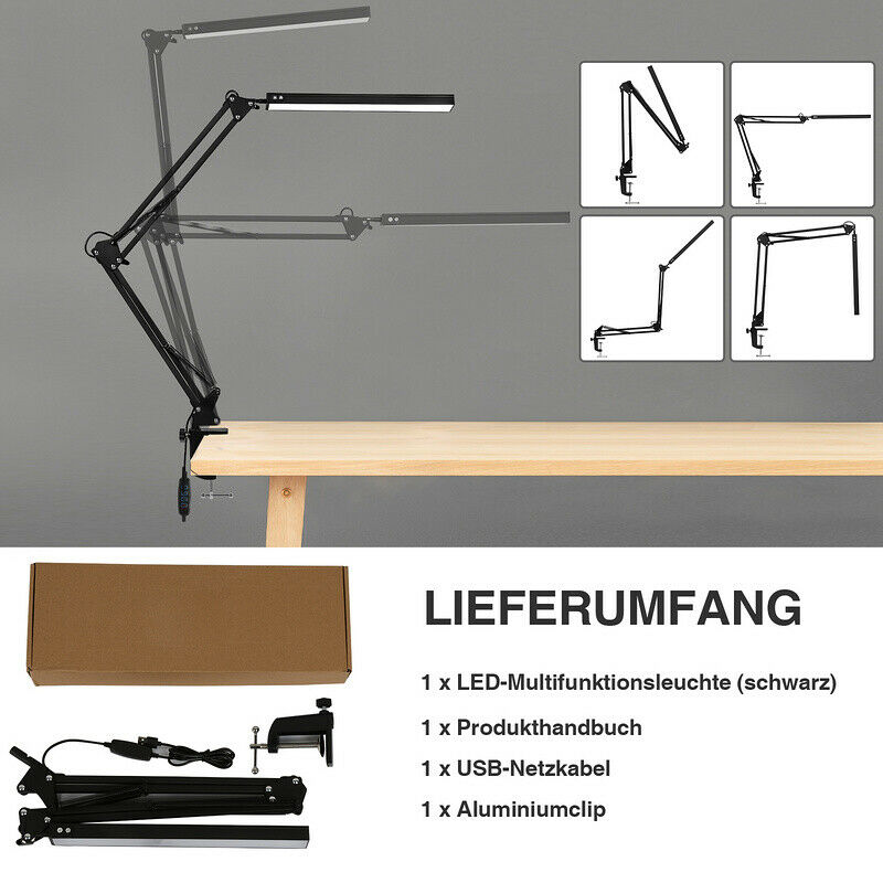 LED Schreibtischlampe Klemmleuchte Dimmbar 10W | Brehn