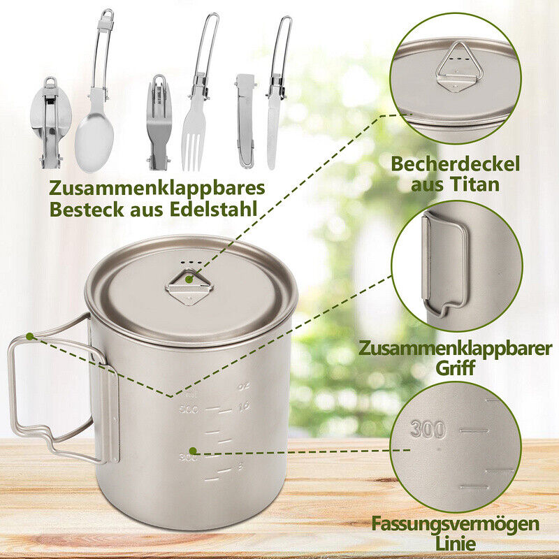 Titan Becher Set mit Besteck Gabeln & Löffel Campingbecher | Brehn