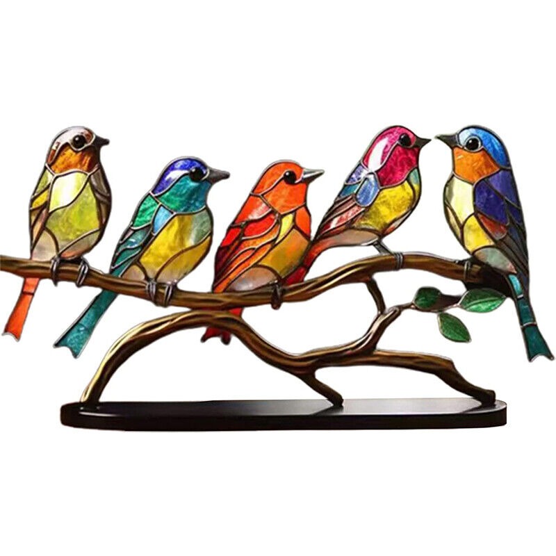 Vögel auf Ästen Gefärbte Acrylornamente, Doppelseitiger Mehrfarbiger Stil | Brehn