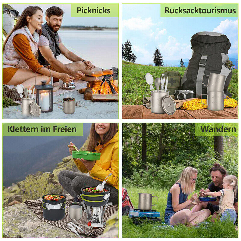 Titan Becher Set mit Besteck Gabeln & Löffel Campingbecher | Brehn