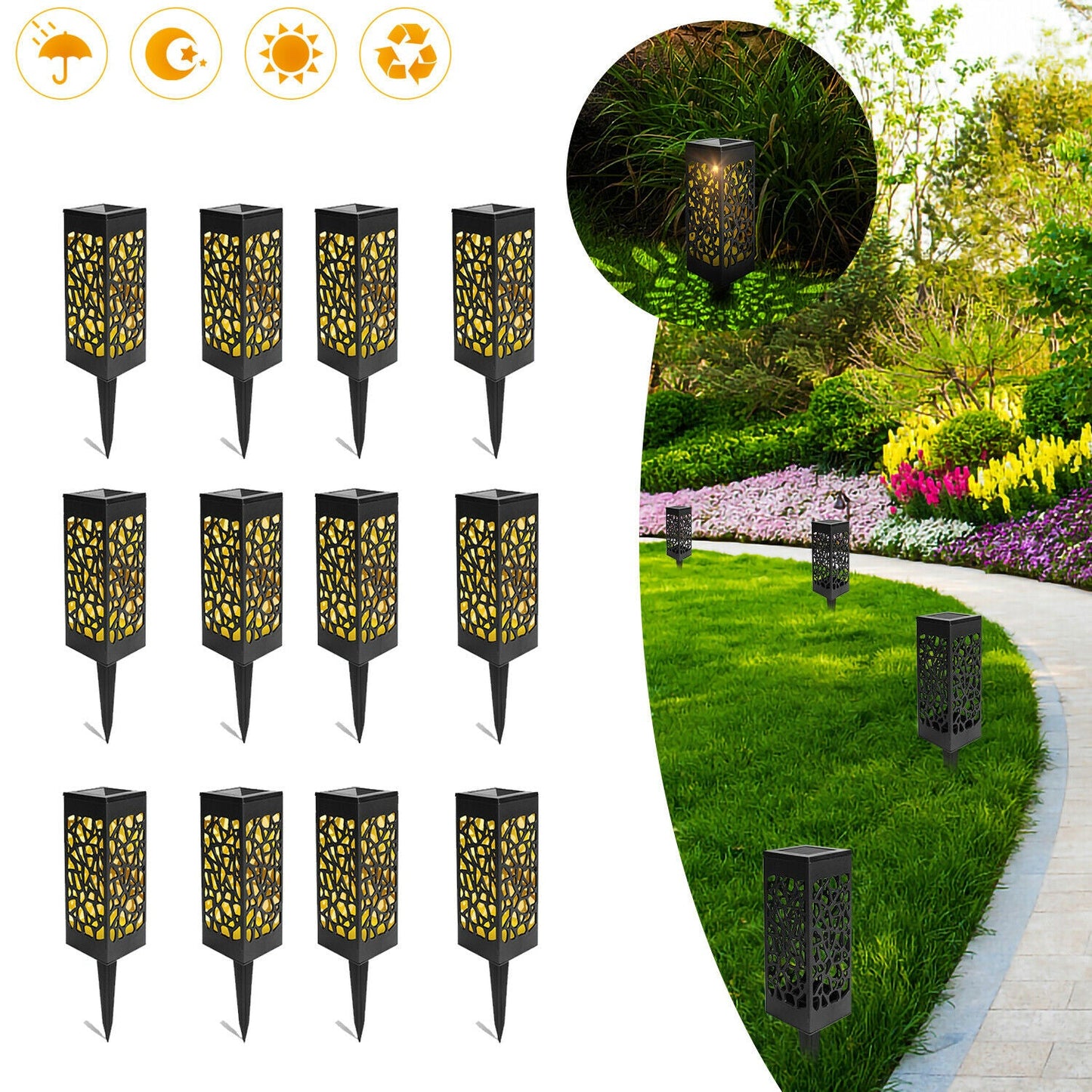 12X Solarleuchten LED Wegeleuchten Gartenbeleuchtung | Brehn