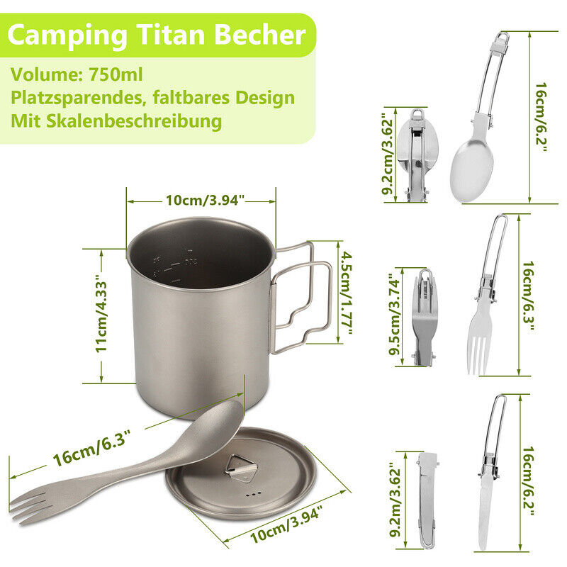 Titan Becher Set mit Besteck Gabeln & Löffel Campingbecher | Brehn