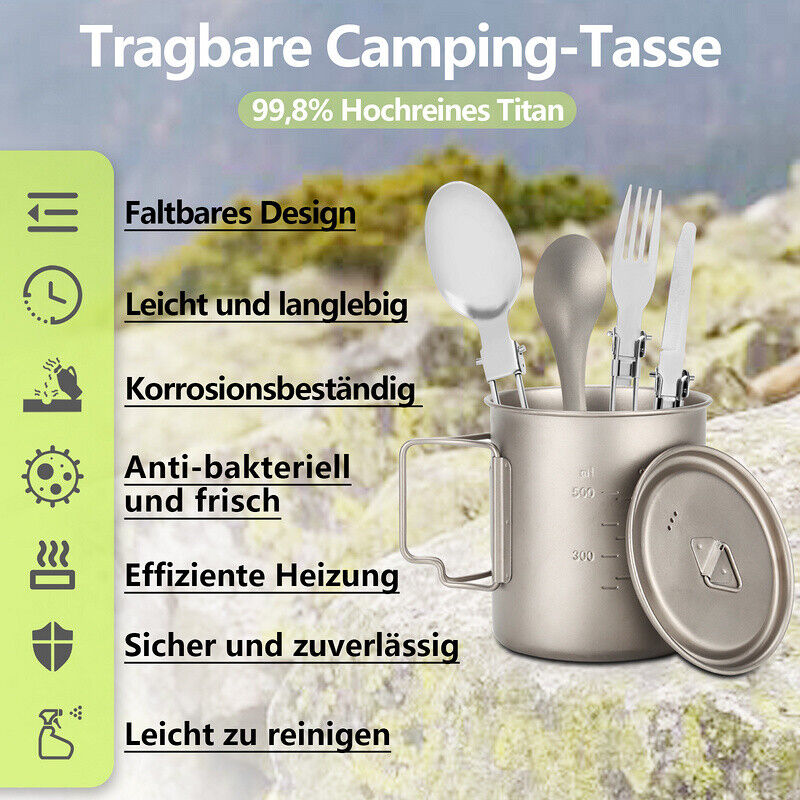 Titan Becher Set mit Besteck Gabeln & Löffel Campingbecher | Brehn