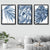 BOTANISCHES Set aus 3 marineblauen Blumen-Kunstdrucken
