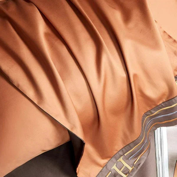 Brehn | Satin Baumwolle Bestickte Bettwäsche Set - Luxora