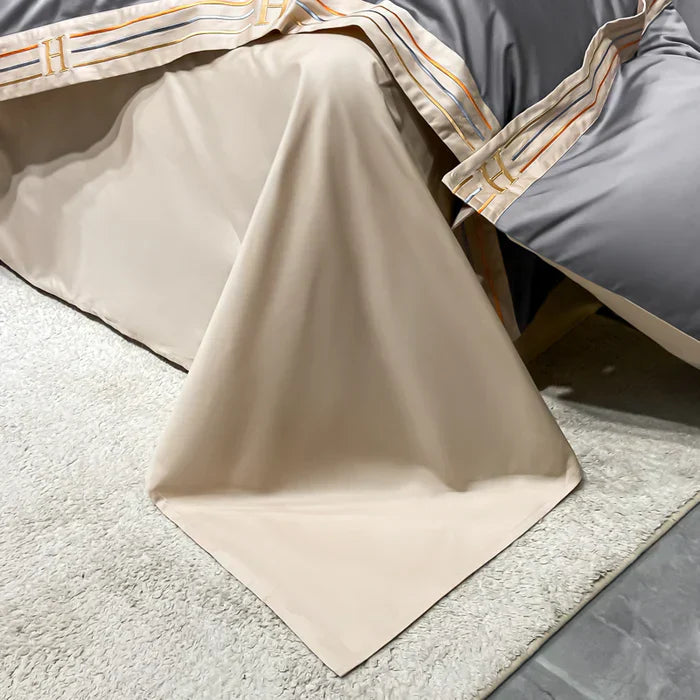 Brehn | Satin Baumwolle Bestickte Bettwäsche Set - Luxora
