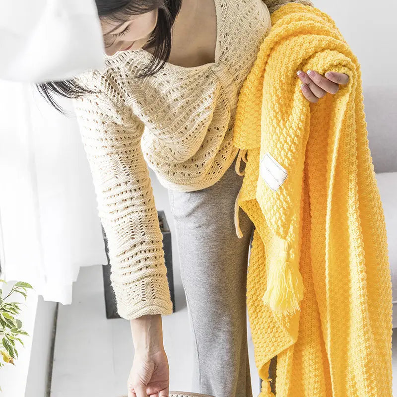 Skandinavische Strickdecke aus Wolle - Aurora