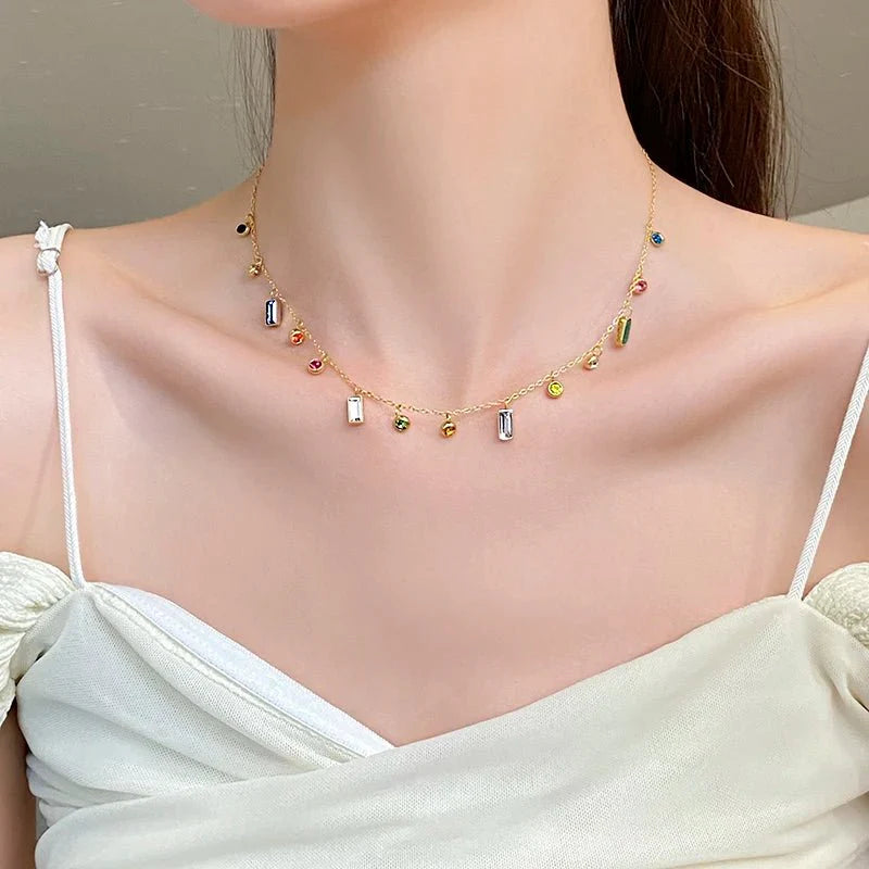 Brehn | Verstreute zarte Kristall-Choker-Halskette