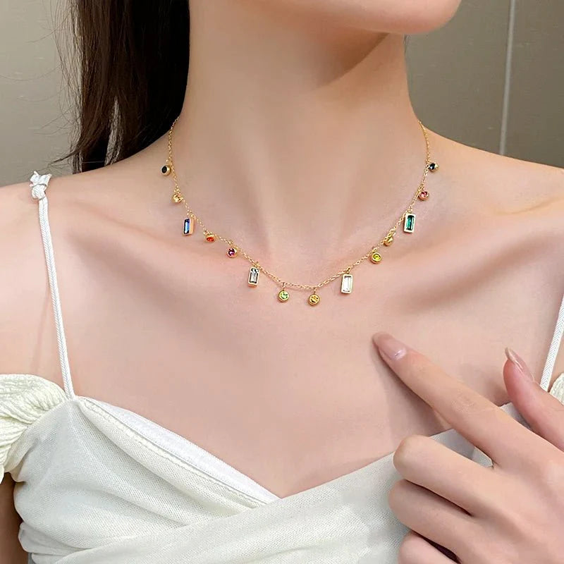 Brehn | Verstreute zarte Kristall-Choker-Halskette