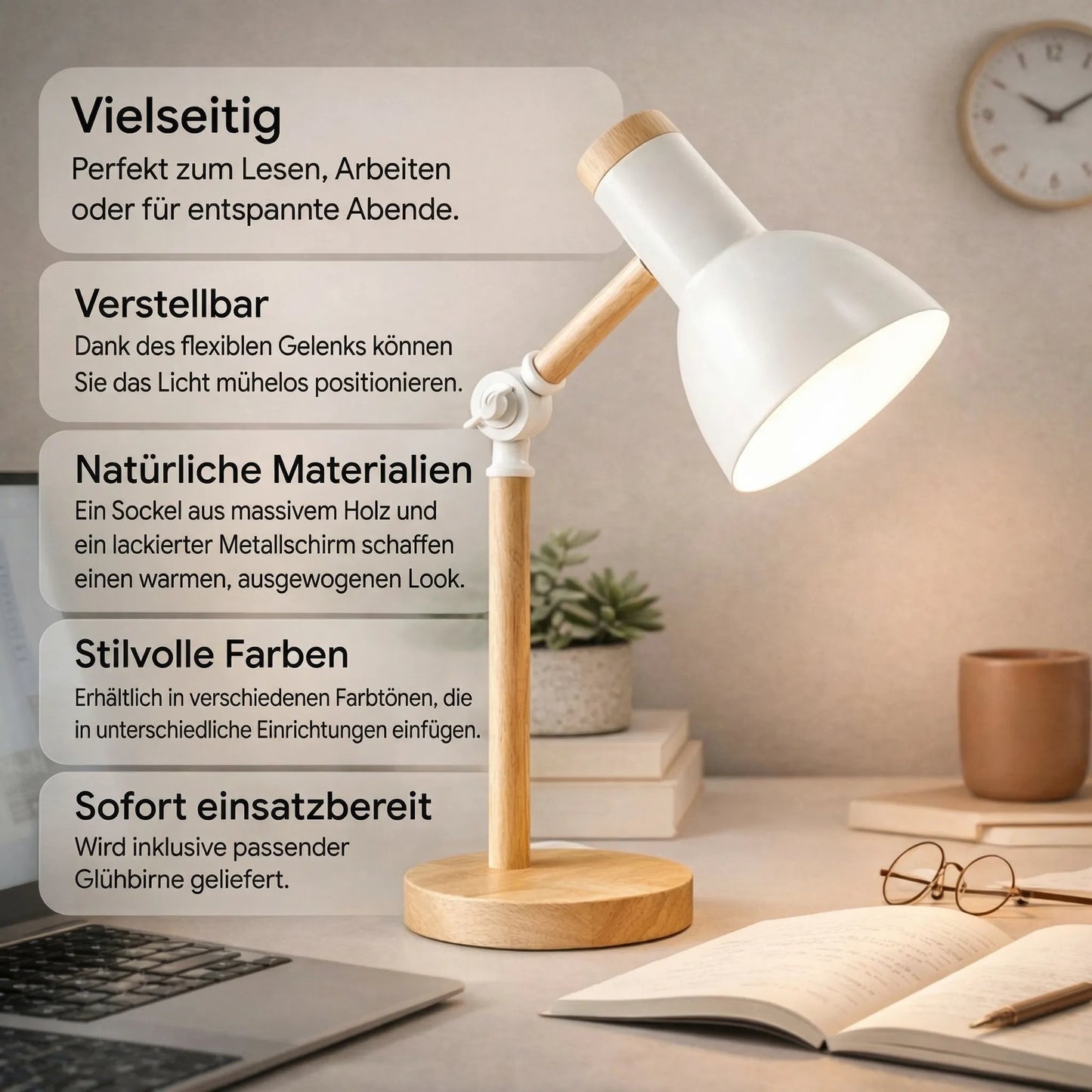 HoutLicht Tischlampe für Schreibtisch | Brehn