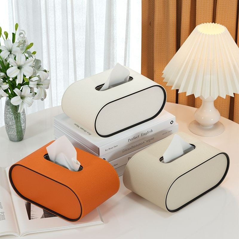 TissuLuxe Oval – Leder Taschentuchboxbezug für Wohnzimmer, Auto & Büro | Brehn