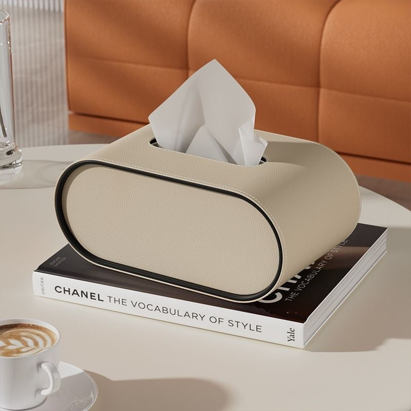 TissuLuxe Oval – Leder Taschentuchboxbezug für Wohnzimmer, Auto & Büro | Brehn