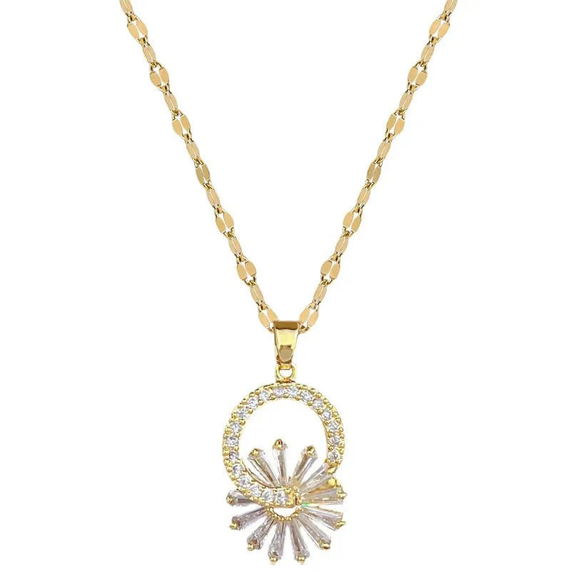 Brehn | Schimmernde Blumen-Diamant-Halskette und Ohrringe