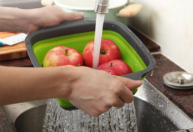 Silikon Faltbarer Abflusskorb Obst Gemüse Waschkorb Sieb | Brehn