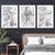 Abstraktes Set aus 3 Mode-Linienkunst-Wandbildern in Schwarz und Grau