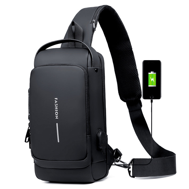 Brehn | USB-Ladesport-Sling Anti-Diebstahl-Umhängetasche