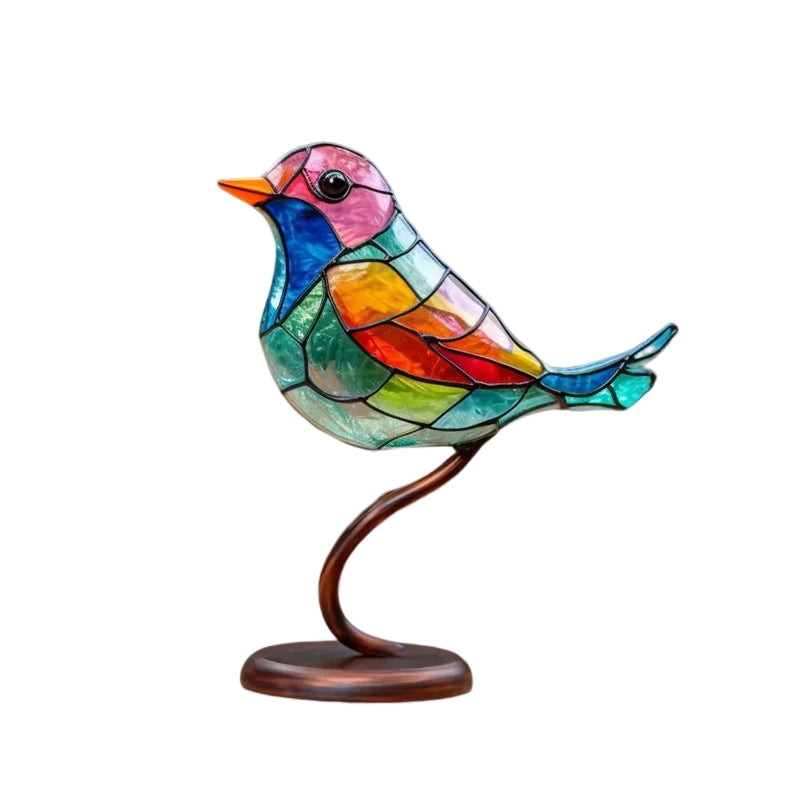 Vögel auf Ästen Gefärbte Acrylornamente, Doppelseitiger Mehrfarbiger Stil | Brehn