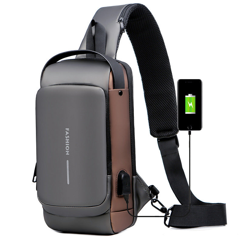 Brehn | USB-Ladesport-Sling Anti-Diebstahl-Umhängetasche