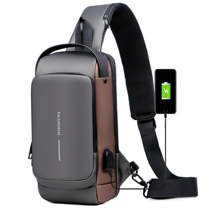 Brehn | USB-Ladesport-Sling Anti-Diebstahl-Umhängetasche