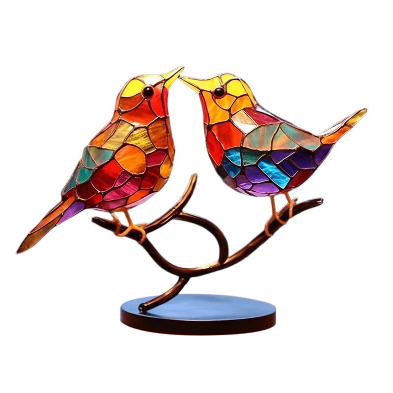 Vögel auf Ästen Gefärbte Acrylornamente, Doppelseitiger Mehrfarbiger Stil | Brehn