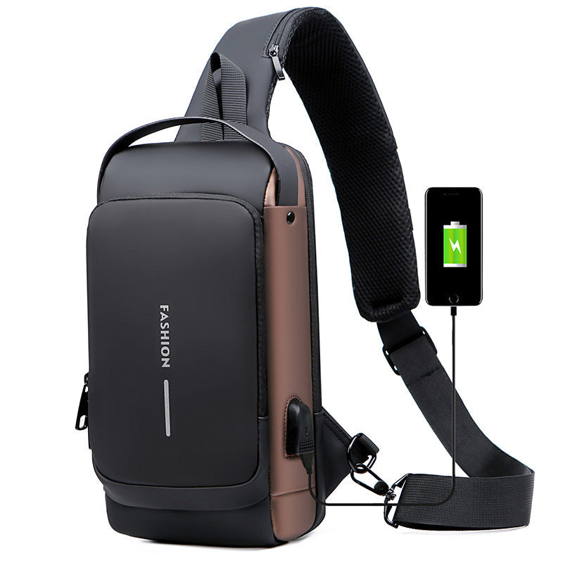 Brehn | USB-Ladesport-Sling Anti-Diebstahl-Umhängetasche
