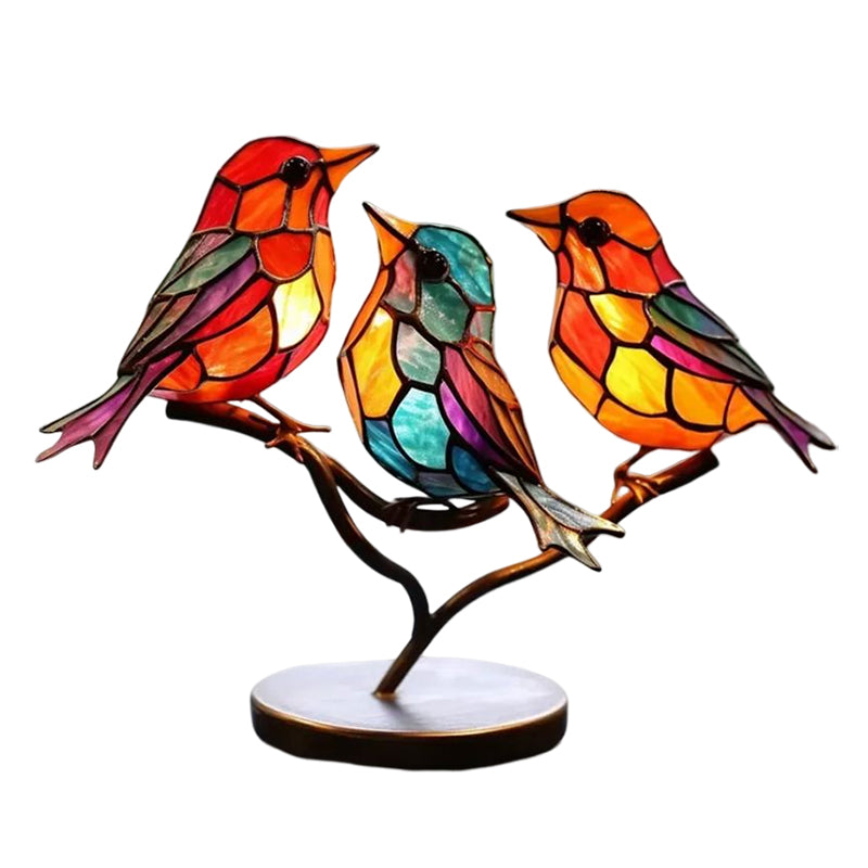Vögel auf Ästen Gefärbte Acrylornamente, Doppelseitiger Mehrfarbiger Stil | Brehn