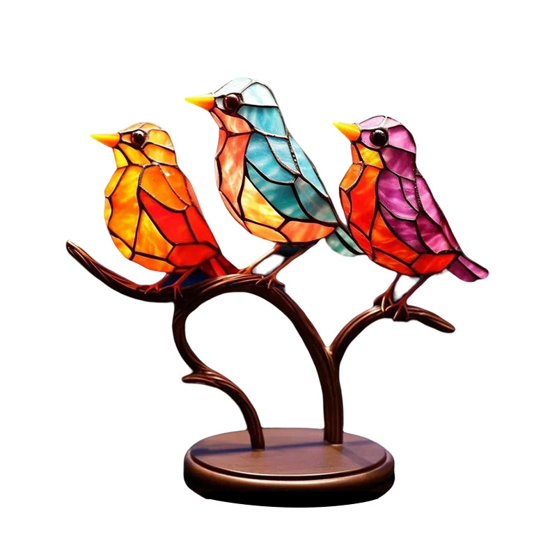 Vögel auf Ästen Gefärbte Acrylornamente, Doppelseitiger Mehrfarbiger Stil | Brehn