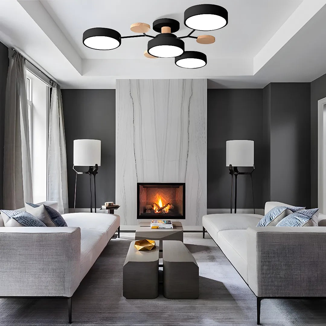 Moderne LED-Deckenleuchte, flache Montage