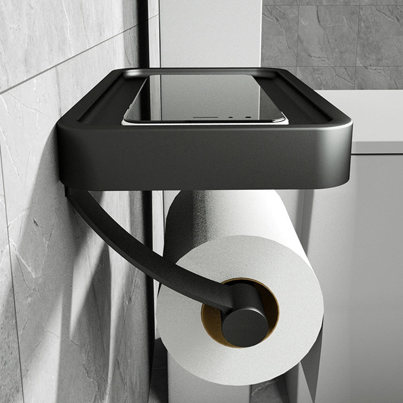 RVS-Regal | Bohrfreier Toilettenpapierhalter mit Ablagefach aus Edelstahl