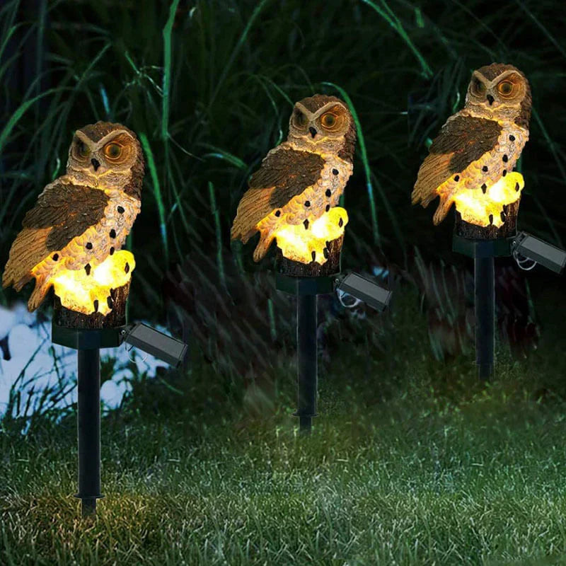 Brehn | OwlGlow Solar-Gartenleuchte | Autarke LED-Außenbeleuchtung | Integrierter Dämmerungssensor | IP65 Wetterfest | 45cm Erdspieß | Dekorative Eulen-Optik