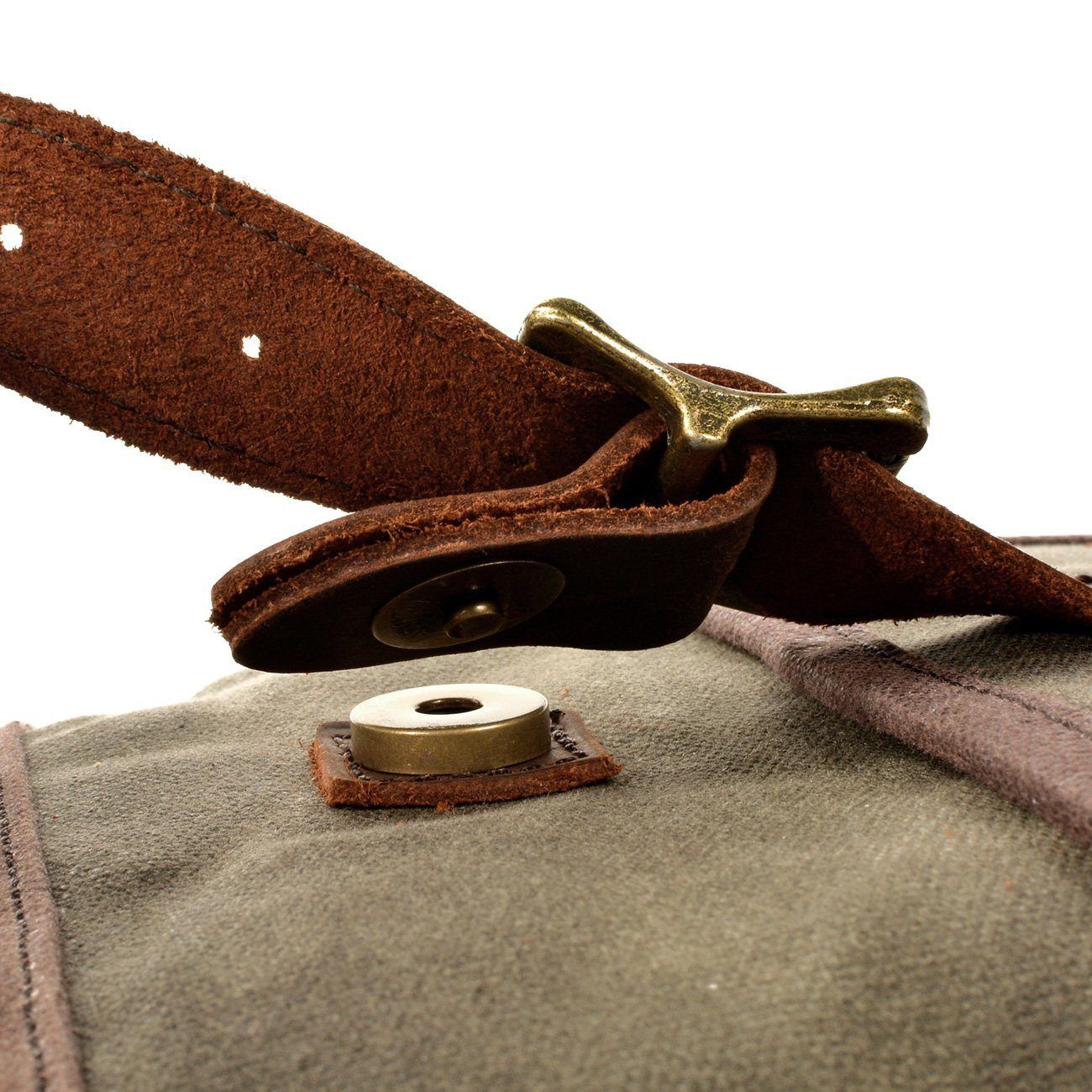 HorizonPath – Kompakte Vintage-Schultertasche – Hochwertige gewachste Baumwolle und Vollnarbenleder