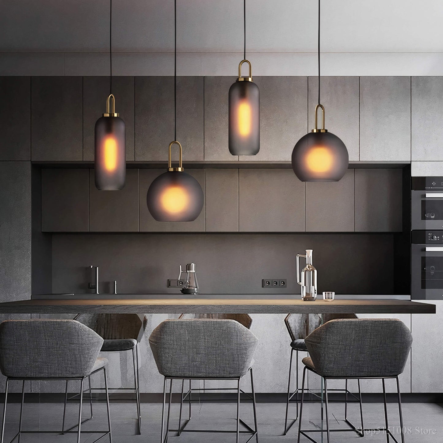 Rauchglas Pendelleuchte – Industrie-Deckenlampe für Küche, Esszimmer & Wohnzimmer | Brehn