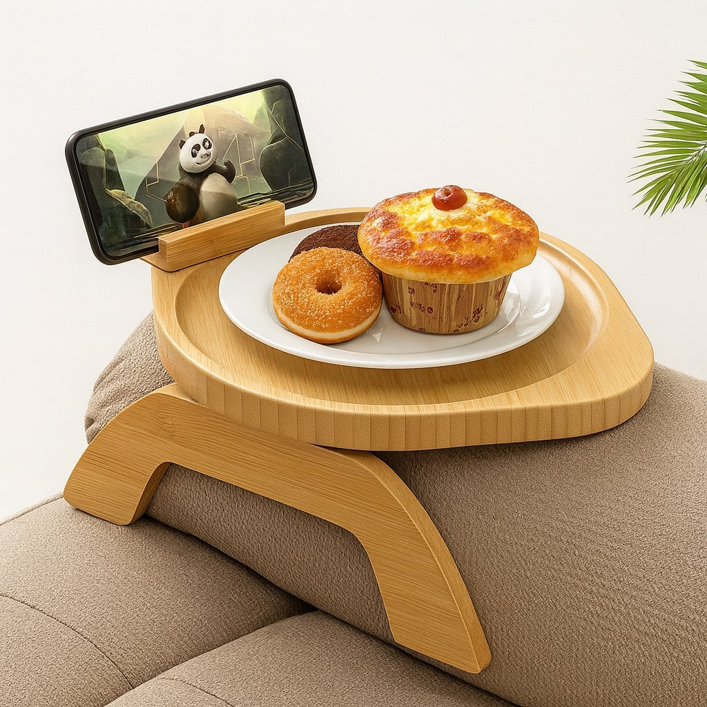 SofaNest Armlehnen Tisch Holz Sofa Beistelltisch Mit Telefonhalter | Brehn