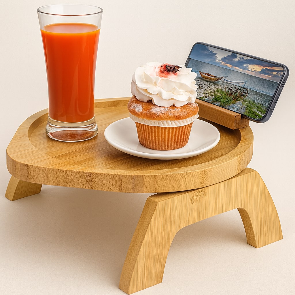 SofaNest Armlehnen Tisch Holz Sofa Beistelltisch Mit Telefonhalter | Brehn