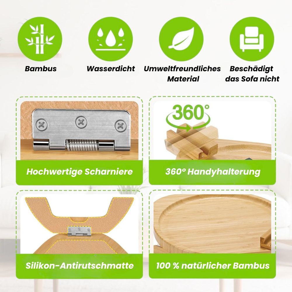 SofaNest Armlehnen Tisch Holz Sofa Beistelltisch Mit Telefonhalter | Brehn