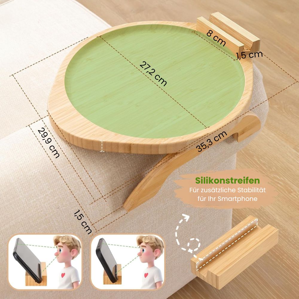 SofaNest Armlehnen Tisch Holz Sofa Beistelltisch Mit Telefonhalter | Brehn