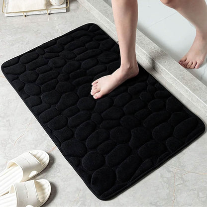 Weiche Badematte aus Memory-Schaum mit rutschfestem Grabsteinmuster