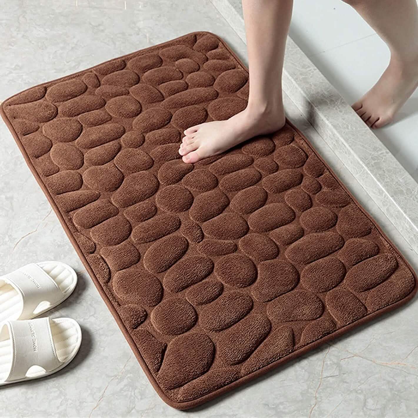 Weiche Badematte aus Memory-Schaum mit rutschfestem Grabsteinmuster