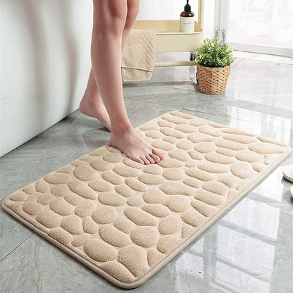 Weiche Badematte aus Memory-Schaum mit rutschfestem Grabsteinmuster