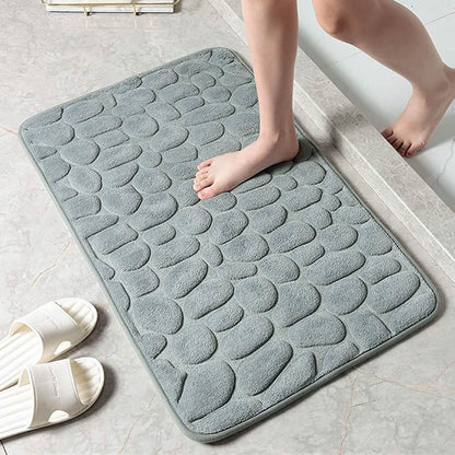 Weiche Badematte aus Memory-Schaum mit rutschfestem Grabsteinmuster