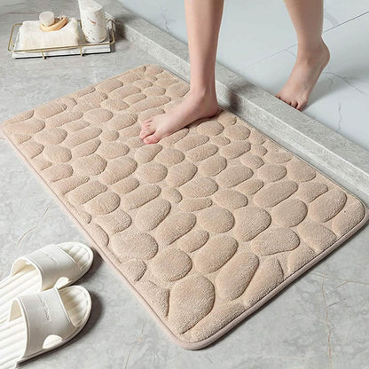 Weiche Badematte aus Memory-Schaum mit rutschfestem Grabsteinmuster