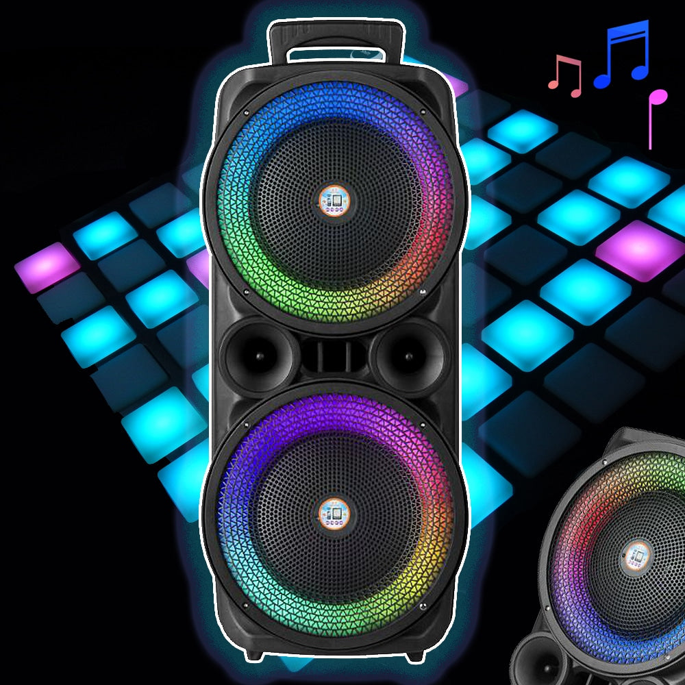 Soundbox 2 x 8" - LED-Beleuchtung, Mikrofon und Fernbedienung | Brehn