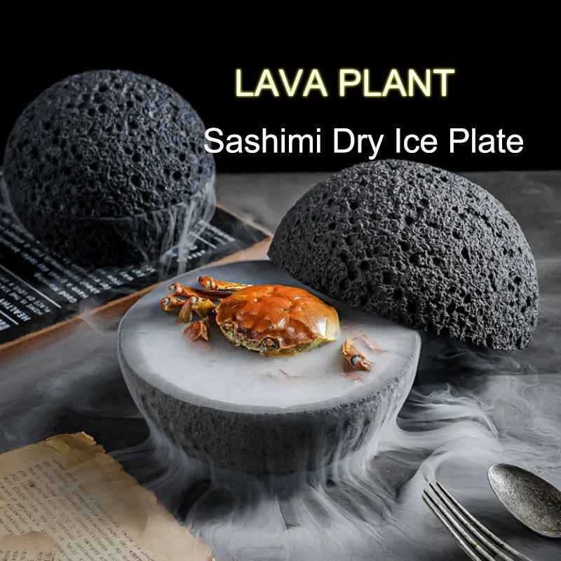 Spezial Lava-Stein Planet Sashimi Meeresfrüchte Trockeneis Servierplatte | Brehn