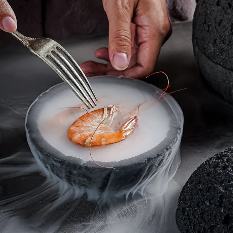 Spezial Lava-Stein Planet Sashimi Meeresfrüchte Trockeneis Servierplatte | Brehn