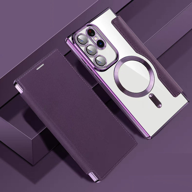Neue Leder strukturierte Flip Handytasche für Samsung